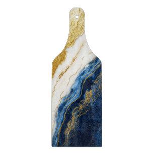 Luxueus marineblauw & bladgoud marmer snijplank