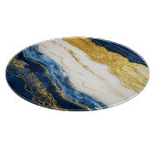Luxueus marineblauw & bladgoud marmer snijplank (Hoek)