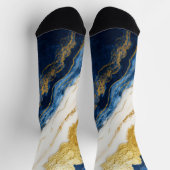 Luxueus marineblauw & bladgoud marmer sokken (Top)