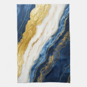 Luxueus marineblauw & bladgoud marmer theedoek (Verticaal)