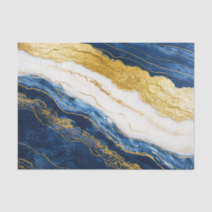 Luxueus marineblauw & bladgoud marmer tissuepapier