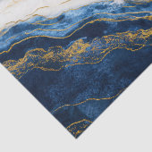 Luxueus marineblauw & bladgoud marmer tissuepapier (Detail)