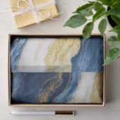 Luxueus marineblauw & bladgoud marmer tissuepapier (Geschenk)