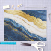 Luxueus marineblauw & bladgoud marmer tissuepapier (Craft)