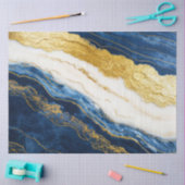 Luxueus marineblauw & bladgoud marmer tissuepapier (Craft)