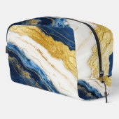 Luxueus marineblauw & bladgoud marmer toilettasje (Rechterhoek)