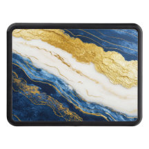 Luxueus marineblauw & bladgoud marmer
