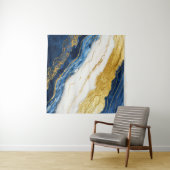Luxueus marineblauw & bladgoud marmer wandkleed (In Situ (horizontaal))
