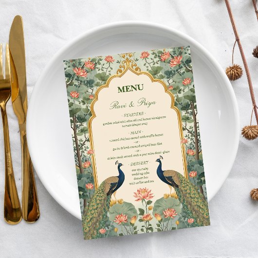 Luxueus Pichwai Indisch Trouwmenu Menu