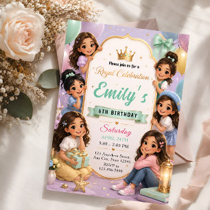 Luxueus Prinsessen Vrienden 6e Verjaardagsfeestje Kaart