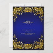 Luxueus Regal Gold Lijst op Blue Wedding Kaart (Achterkant)