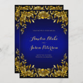 Luxueus Regal Gold Lijst op Blue Wedding Kaart (Voorkant / Achterkant)