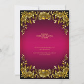 Luxueus Regal Gold Lijst op roze bruiloft Kaart (Achterkant)