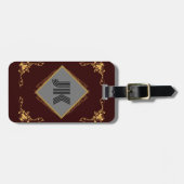 luxueus rood klassiek monogram personaliseer bagagelabel (Voorkant horizontaal)