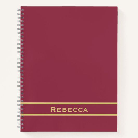 Luxueus Rood Stevig Kleur Vlak Monogram Notitieboek (Voorkant)