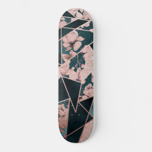 Luxueus Roos Gold Artsy Floral Geometric Pattern Persoonlijk Skateboard