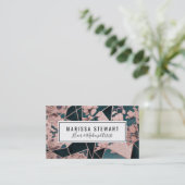 Luxueus Roos Gold Artsy Floral Geometric Pattern Visitekaartje (Staand voorkant)