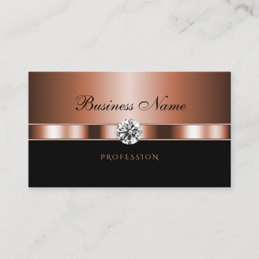 Luxueus Roos Gold Black met Faux Rhinestones Visitekaartje (Voorkant)