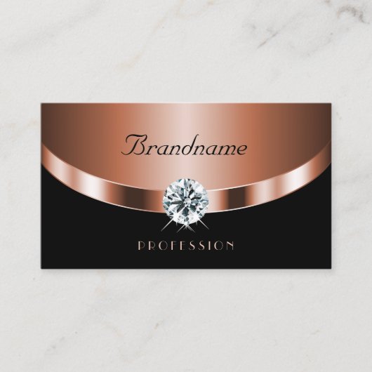 Luxueus Roos Gold Black Shimmery Jewels Diamonds Visitekaartje (Voorkant)