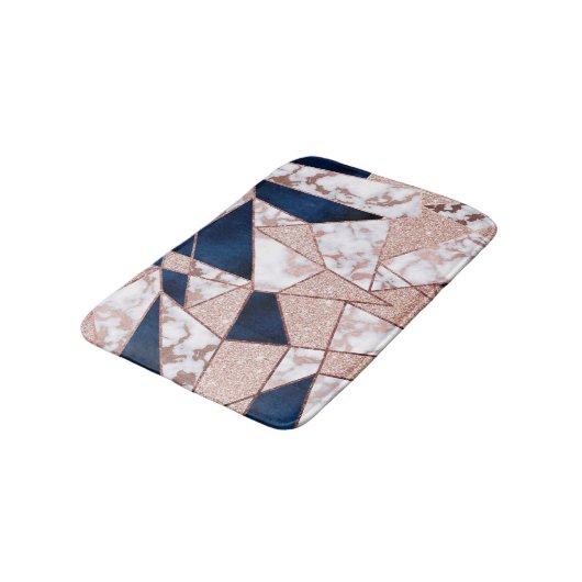 Luxueus Roos Gold Glitter Geometric Marble Badmat (Gekanteld)