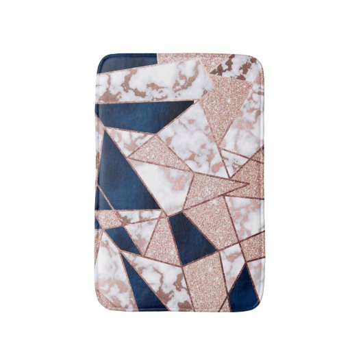 Luxueus Roos Gold Glitter Geometric Marble Badmat (Voorkant Verticaal)