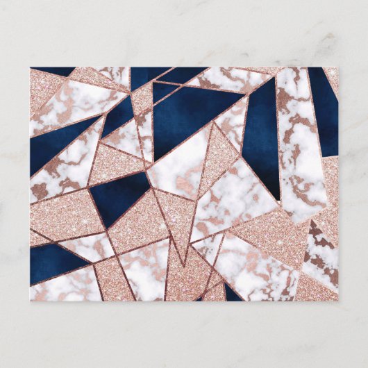 Luxueus Roos Gold Glitter Geometric Marble Briefkaart (Voorkant)