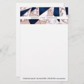 Luxueus Roos Gold Glitter Geometric Marble Briefpapier (Voorkant / Achterkant)