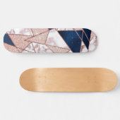 Luxueus Roos Gold Glitter Geometric Marble Persoonlijk Skateboard (Horizontaal)