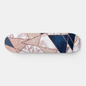 Luxueus Roos Gold Glitter Geometric Marble Persoonlijk Skateboard (Horizontaal)