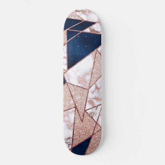 Luxueus Roos Gold Glitter Geometric Marble Persoonlijk Skateboard (Voorkant)