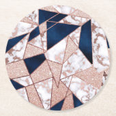 Luxueus Roos Gold Glitter Geometric Marble Ronde Kartonnen Onderzetter (Voorkant)