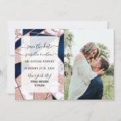 Luxueus Roos Gold Glitter Geometric Marble Save The Date (Voorkant)