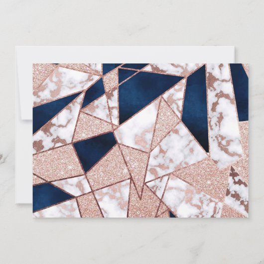 Luxueus Roos Gold Glitter Geometric Marble Save The Date (Achterkant)