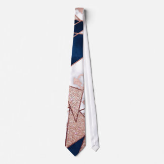 Luxueus Roos Gold Glitter Geometric Marble Stropdas