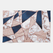 Luxueus Roos Gold Glitter Geometric Marble Theedoek (Horizontaal)
