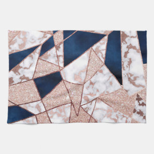 Luxueus Roos Gold Glitter Geometric Marble Theedoek