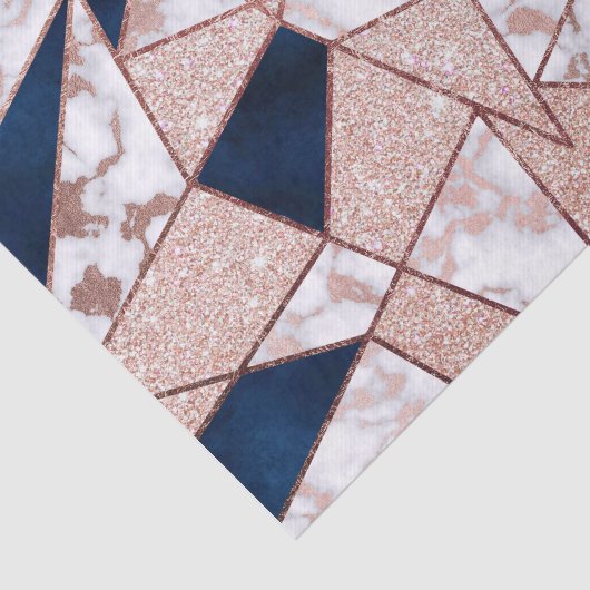 Luxueus Roos Gold Glitter Geometric Marble Tissuepapier (Detail)