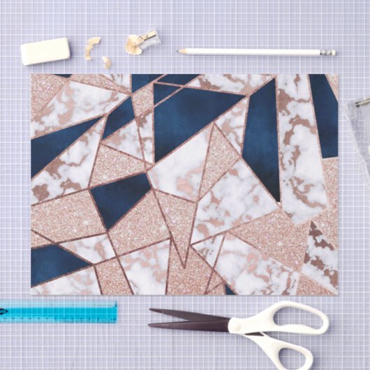 Luxueus Roos Gold Glitter Geometric Marble Tissuepapier (Craft)