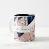 Luxueus Roos Gold Glitter Geometric Marble Tweekleurige Koffiemok (Voorkant links)