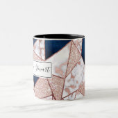 Luxueus Roos Gold Glitter Geometric Marble Tweekleurige Koffiemok (Center)