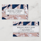 Luxueus Roos Gold Glitter Geometric Marble Visitekaartje (Voorkant / Achterkant)