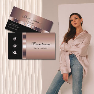 Luxueus Roos Gold op zwart met Faux Rhinestones Visitekaartje