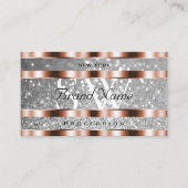 Luxueus Roos Gold Silver Glitter Stars Monogram Visitekaartje (Voorkant)