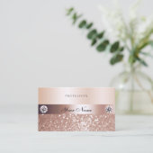Luxueus Roos Gold Sparking Glitter en Diamonds Visitekaartje (Staand voorkant)
