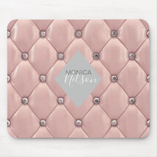 luxueus roos goudtufmonogram muismat (Voorkant)