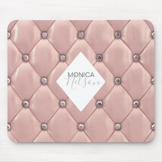 luxueus roos goudtufmonogram muismat (Voorkant)