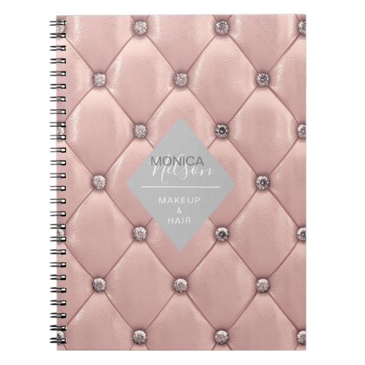 luxueus roos goudtufmonogram notitieboek (Voorkant)