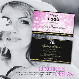 Luxueus roze zwart Logo decoratief goud Visitekaartje