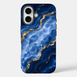 Luxueus saffier marmer agaat iPhone 16 hoesje