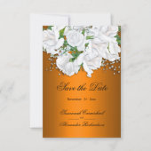 Luxueus Sinaasappel en wit rozenboeket Save The Date (Voorkant)